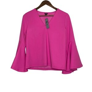 Ann Taylor Pink Flutter Sleeve Blouse